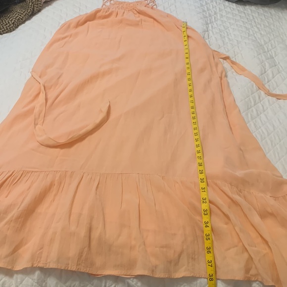 LOFT flounce halter maxi dress fully lined peach colour self tying belt medium - Picture 11 of 13